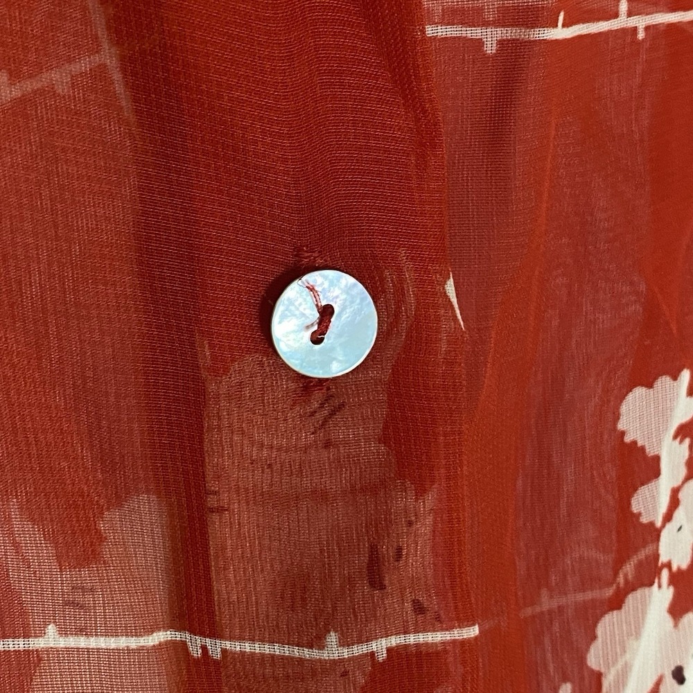 Impressions Top Womens Small Red Multi Abstract Sheer Classy Button Up Dressy S - Picture 10 of 16